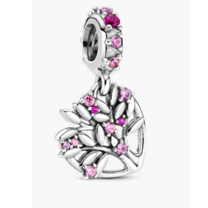 Charm Colgante Árbol de la Vida de Corazón Rosa
