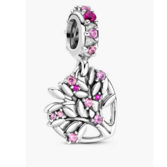 Charm Colgante Árbol de la Vida de Corazón Rosa