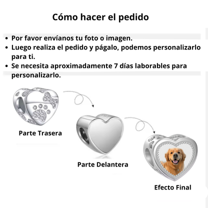 Charm Corazon Huella de Perro con Cristales