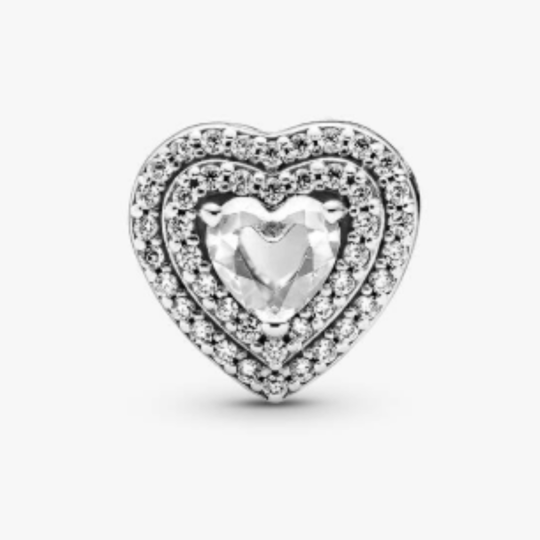 Charm Corazon Brillante Plata de primera ley