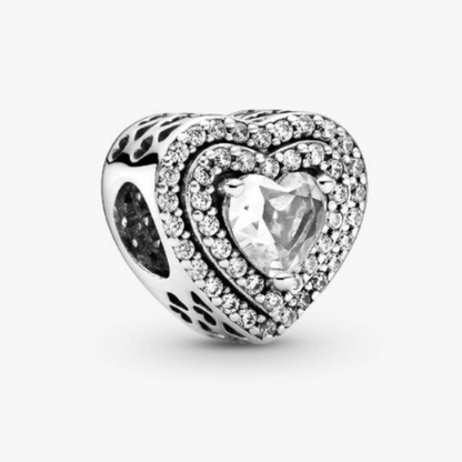 Charm Corazon Brillante Plata de primera ley