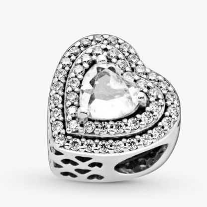 Charm Corazon Brillante Plata de primera ley