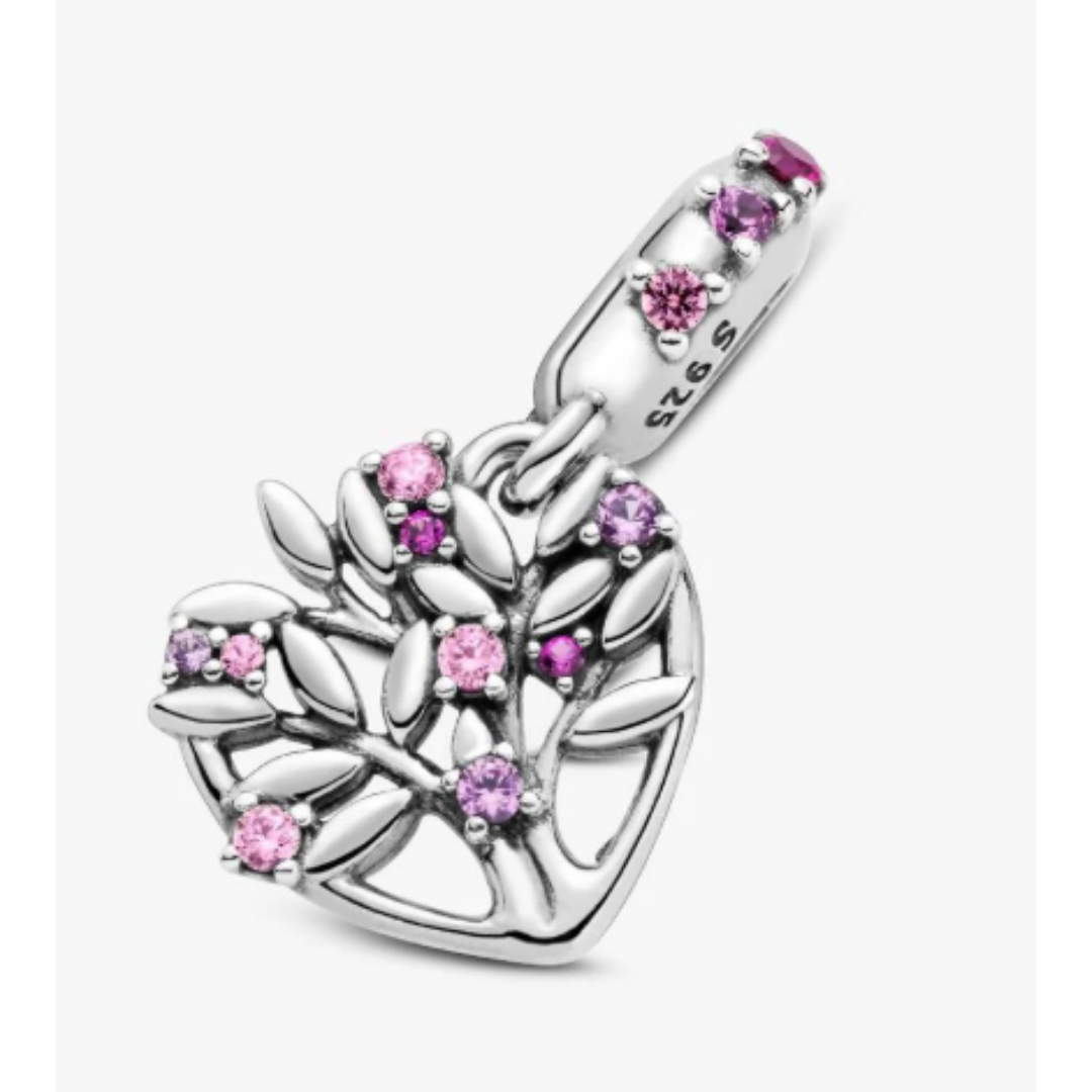 Charm Colgante Árbol de la Vida de Corazón Rosa