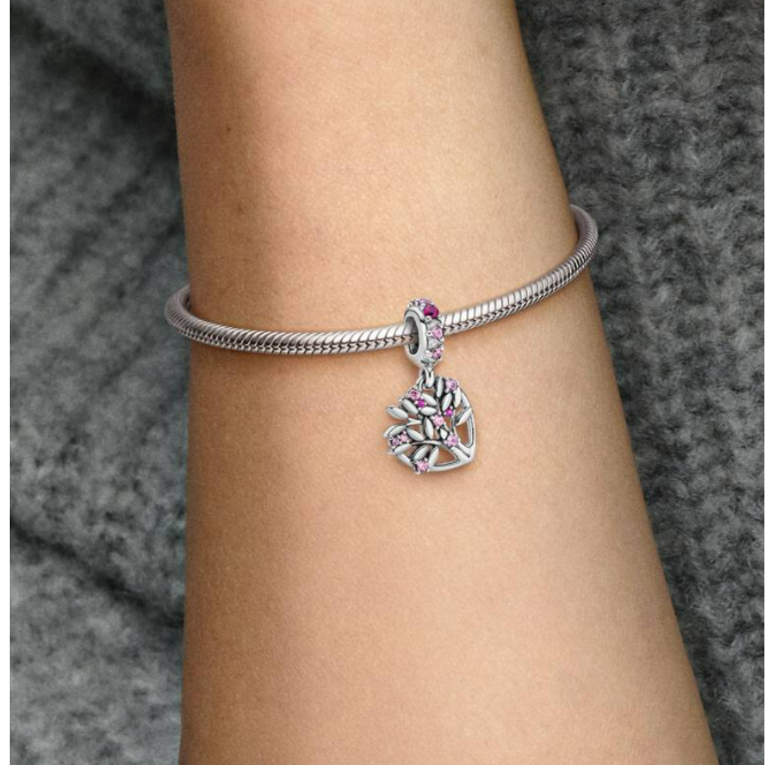 Charm Colgante Árbol de la Vida de Corazón Rosa