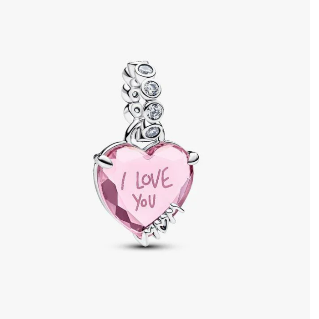 Charm Colgante I Love You Mom en Plata